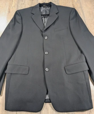 Banana Republic Sport Coat Blazer Jacket Men 42R Black 3 Button 100% Wool Preppy - Image 1 of 4