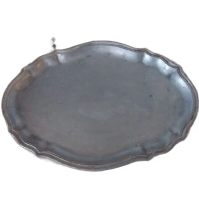  Vintage Pewter Arte Italica Peltro Scalloped Medium Oval Tray 13.5 x 9.5 - Image 1 of 3