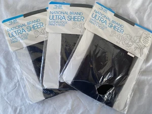 VTG 3 PR..NATIONAL BRAND..ULTRA SHEER..SANDALFOOT..PANTYHOSE..DIF COLORS X-TALL - Picture 1 of 3
