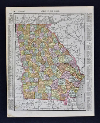 1900 Rand McNally Map - Georgia - Atlanta Savannah Athens Macon Columbus Augusta - Image 1 of 2