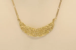 18k Firenze & Arezzo Italy Filigree Pendant Figaro 1.3mm Chain 18" - Picture 1 of 10