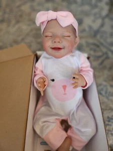 Reborn All Vinyl Baby Girl Doll, Smiling And Happy W/Accessories - Picture 1 of 15