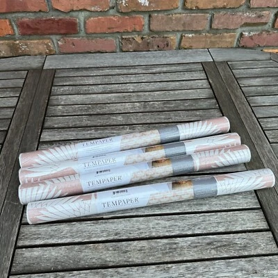 West Elm Tempaper Feather Flock Peel & Stick Wallpaper Sahara Blush 28sq ft x(4) - Image 1 of 4