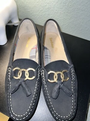 Barbour Loafers Size 5 Shoes Women Black Gold Flat Slip On - Image 1 of 4