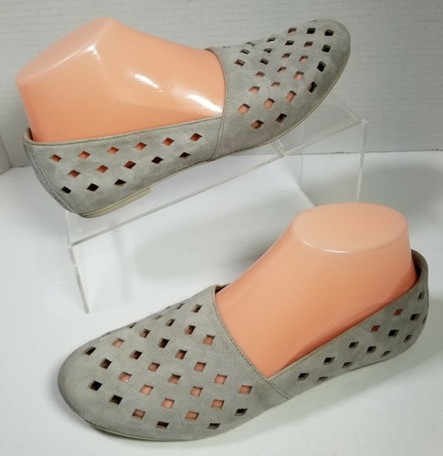 Scarpa mocassino Clarks donna taglia 7M Valley Terrace grigio piatto scamosciato ritagli diamantati