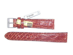 "Reloj de cuero de cocodrilo genuino FLUCO correa marrón 19 mm ""Cocodrilo auténtico" - Imagen 1 de 3