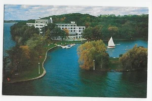 Green Lake WI Aerial View Roger Williams Inn Inspiration Point Vintage Postcard - Picture 1 of 2
