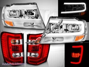 Se adapta a los faros cromados barra en C + luces traseras LED LED rojas 99-04 - Imagen 1 de 9