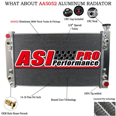 3-Row Aluminum Radiator For 1988-97 Chevy GMC Truck C/K 1500 2500 3500 5.0 5.7L - Image 1 of 4