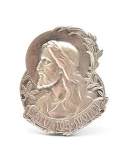 S Kinsburger Salvador Mundi Cristo Bronzo Argentato Accessorio Auto - Picture 1 of 7