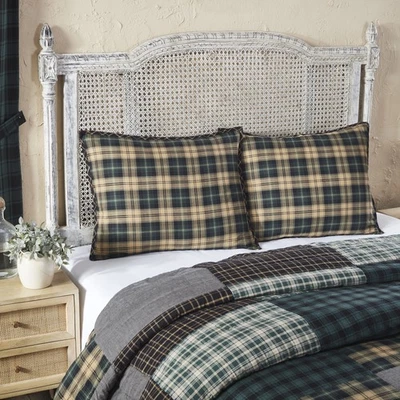 Farmhouse Standard Sham Green Pine Grove Cotton Plaid Bedroom Decor VHC Brands - Image 1 of 4