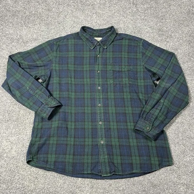 LL Bean Shirt Mens Large Green Blue Plaid Flannel Traditional Fit Cotton - Image 1 of 4