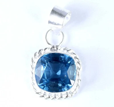 Colgante de compromiso de piedras preciosas cojín aguamarina natural certificado 11,85 quilates regalo Foto 1 de 4