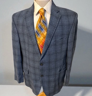 Chaqueta Blazer Jack Victor Para Hombre Valuto Franela Lana Cachemira Azul A Cuadros Talla 46R Foto 1 de 4