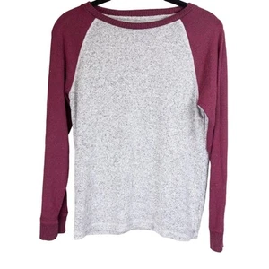 Rumi + Ryder Slub Sweater Gray and Burgundy, Medium - Picture 1 of 3