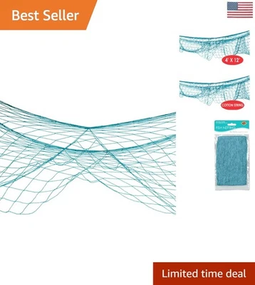 Quality 4' x 12' Fish Netting in Turquoise - Perfect for Luau & Nautical Decor - Image 1 of 4