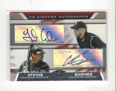 2007 Topps Co-Signers Dual Garrett Atkins/Clint Barmes AUTOGRAPH Rockies - Image 1 of 2