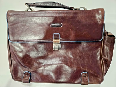 Piquadro Cartella da lavoro porta PC/Tablet - Manico/Tracolla Vera Pelle Marrone - Immagine 1 di 4