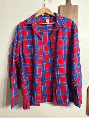 Duluth Trading Company Red Blue Plaid Flannel Cotton Button Up Shirt Size 2XL - Image 1 of 4