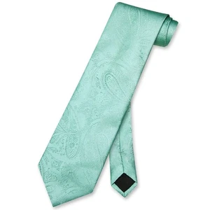 Vesuvio Napoli NeckTie AQUA GREEN Color Paisley Design Mens Neck Tie - Picture 1 of 2