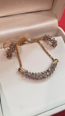 Ladies 14 Karat Gold 2 1/2 CTW Diamond Necklace with Matching Earrings - Image 1 of 4