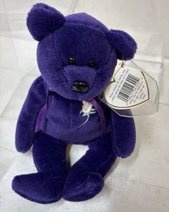 TY Beanie Baby  Retired 1997 Princess Diana the Purple Teddy Bear in Case 1491C1 - Picture 1 of 9