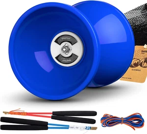 Pro Triple Bearing Diabolo Medium Size 5” Blue Chinese Yoyo Toy 2 Pair Carbon - Picture 1 of 9
