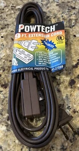 9 Foot BROWN Extension Cord Molded Plug 18 Gauge UL Listed POLARIZED - Picture 1 of 1