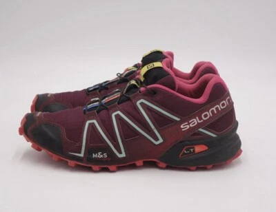 Size 10 - Women’s Salomon Speedcross 3 Trail-Running Shoes Bordeaux/Hot Pink - Image 1 of 4