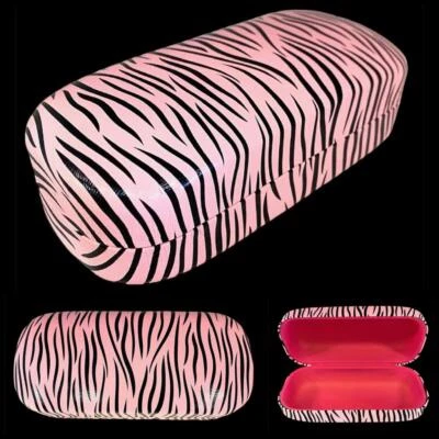 Pink Zebra Sunglasses Eye Glasses Hard Case Holder Clamshell For Large Frames - Image 1 of 4