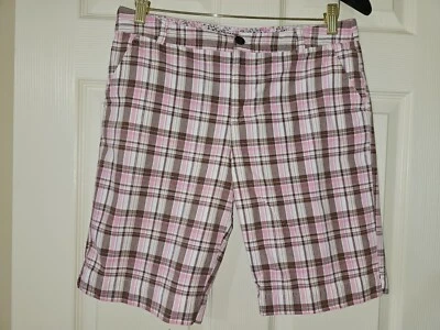 Bermudas de algodón a cuadros rosa Arizona Jean Co. para mujer talla 14,5 Plus (ajuste talla 4 Foto 1 de 4