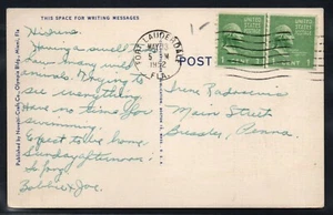 1952 Prexie use 839 seamline pair Miami postcard Fort Lauderdale FL to PA - Imagen 1 de 2