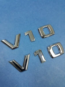 TWO CHROME * V10 * LETTER EMBLEM BADGE FOR BMW M5 AUDI VIPER DODGE - Picture 1 of 3