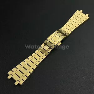 Gold 26mm Steel Watch Strap Band For Audemars Piguet Bracelet Royal Oak - Picture 1 of 8