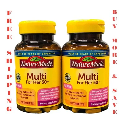2 Pack Nature Made Multi For Her 50+,Women's Multivitamin, No Iron 90 Tabs Ea - Image 1 of 4