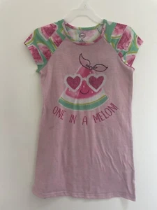 wonder nation Kid Girls One In A Melon Watermelon Short Sleeve Night Gown Pink M - Picture 1 of 6