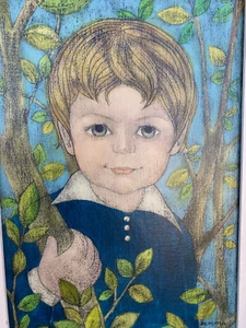 Gemma Taccogna Original Painting Portrait 1973 Don Kracke as Child RARE MCM HELP - Picture 1 of 12