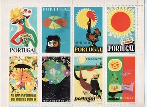 PORTUGAL TRAVEL TOURISM ADVERTISING POSTER STAMPS ART DECO 1951 - Picture 1 of 2