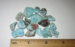 17 TUMBLED POLISHED NATURAL 0.4"- 0.7" LARIMAR STONES DOMINICAN REPUBLIC ~ 31.5g - Picture 1 of 3