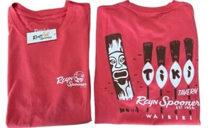 Reyn Spooner Tiki Tavern Coral Orange Cotton T-shirt Men Women Teens, Adult S - Picture 1 of 7