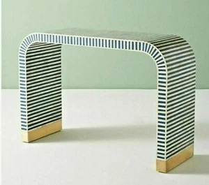 Handmade Bone Inlay Wooden Modern Blue and white color Console Table Furniture - Picture 1 of 4