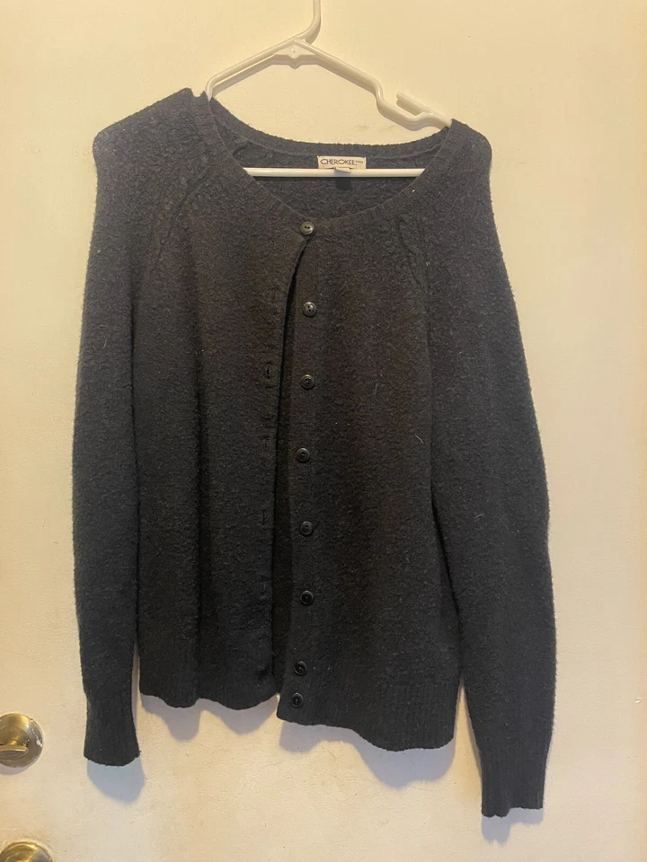 Cárdigan suéter negro con botones Cherokee XL botón Foto 1 de 1