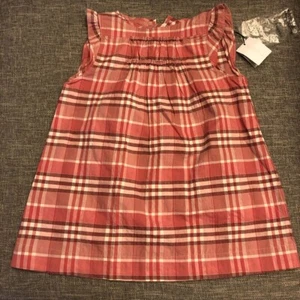 Burberry Children Toddler Girls Pink Plaid A Line Cap Sleeve Dress 18M *NEW* - Picture 1 of 7