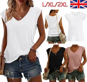 Plus Size Women's Sleeveless Vest Tops Summer Ladies Casual T-Shirt Tank Blouse - Picture 1 of 24