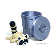 3D Printed Flexi Racoon with Trash Can, Articulated Racoon Fidget Toy for ADHD