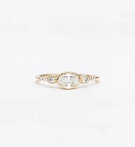 Antique 2 Ct Oval Cut Moissanite Engagement Wedding Ring 14K Solid Yellow Gold - Picture 1 of 6
