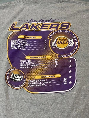 Camiseta de colección de los Lakers de Los Ángeles XXL Kobe Shaq Team Roster 2000 campeones de la NBA Foto 1 de 4