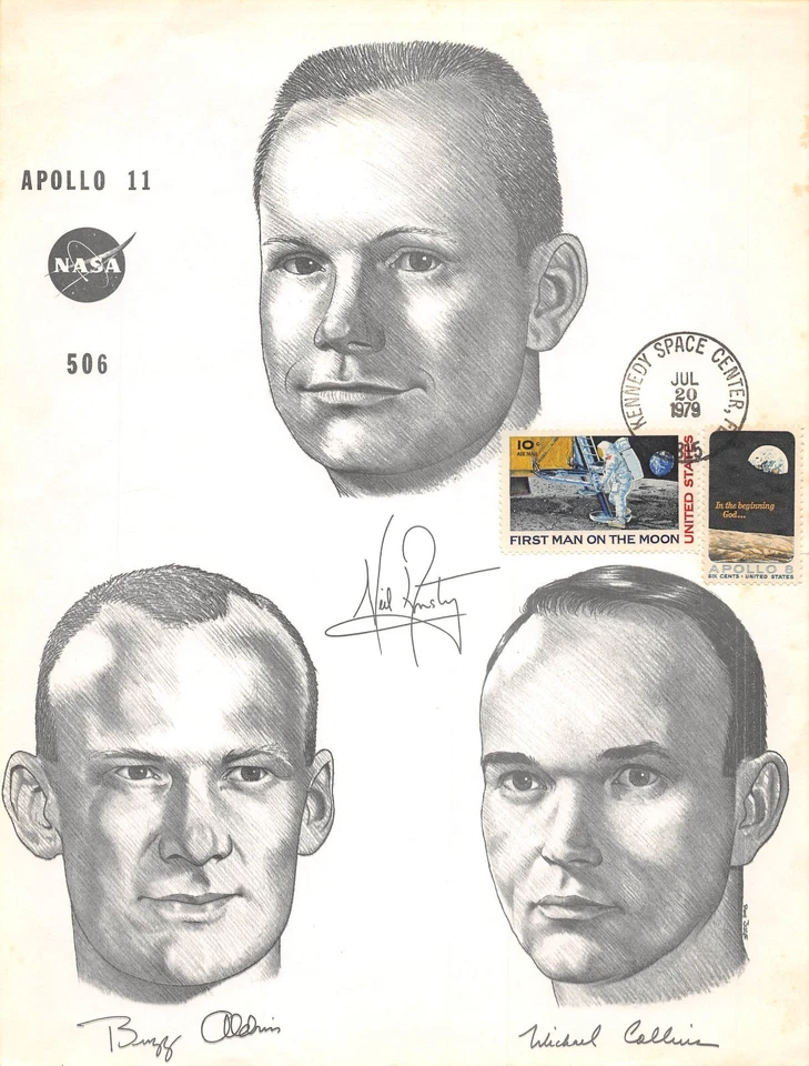 PÓSTER APOLO 11 DÉCIMO ANIVERSARIO DE ATERRIZAJE/CAMINATA, 8"x10", Kennedy SC -ASTRONAUTAS C76 Foto 1 de 1