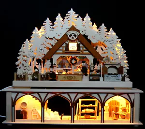 3D LED Schwibbogen Weihnachtsbäckerei mit Sockel 50cm Mehlkammer Erzgebirge - Bild 1 von 2