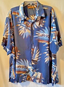 Camicia Cubavera uomo 3X blu hawaiana collo hawaiano con bottoni manica corta - Foto 1 di 24